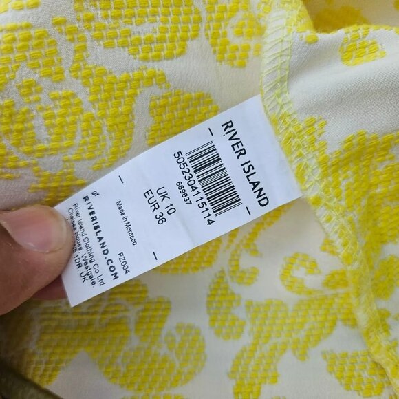 River Island Women Dress Front Pocket Sleeve Less Yellow Knee Length Size 10 - Picture 6 of 9